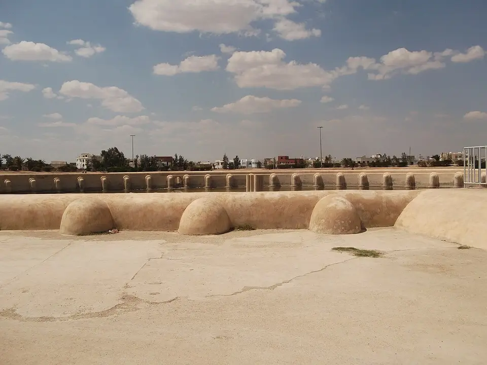 Aghlabid basins: The 9th-century Aghlabid basins at Kairouan, monumental reservoirs that supplied the city.
