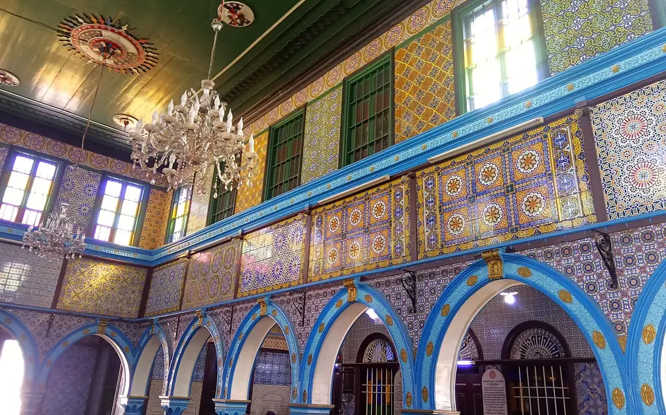 The Ghriba of Djerba: The Ghriba synagogue on Djerba, a pilgrimage site for the Jews of North Africa; by tradition founded after 586 BCE, its present buildings are of the 19th century.